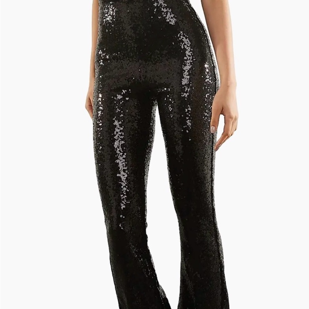 Commando Black Sequin Boot-Cut Pants